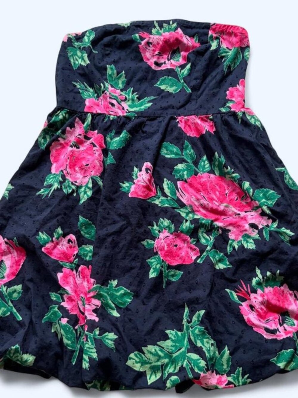 Vintage Y2K Silence + Noise Black Floral Bubble Hem Mini Dress S